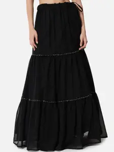 studio rasa Woman Black Georgette Three Tiered Skirt