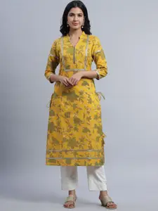 Indian Virasat Women Yellow Paisley Printed Kurta