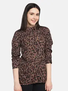 BUY NEW TREND Women Brown Relaxed Printed Casual Shirt