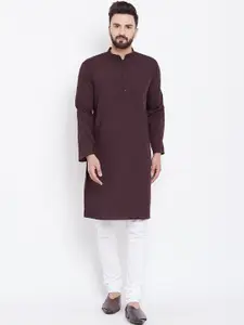 even Men Maroon Solid Kurta