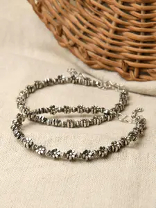 Fida Women Silver- Plated And Beaded Anklet