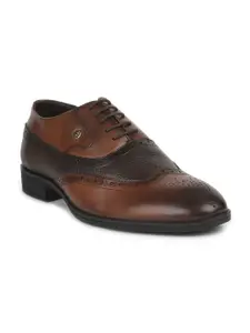 Liberty Men Brown Textured Formal Derbys Shoes