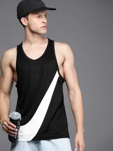 Nike Men Black Striped Detail Dri-FIT Crossover Jersey T-shirt