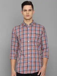 Louis Philippe Jeans Men Brown Slim Fit Tartan Checked Pure Cotton Casual Shirt