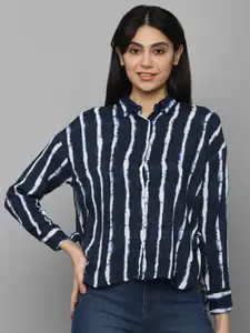 Allen Solly Woman Women Navy Blue Striped Casual Shirt
