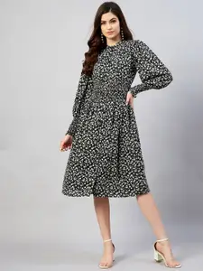 Marie Claire Black Floral Georgette Midi Dress