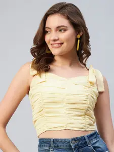 Marie Claire Yellow Ruched Crop Top