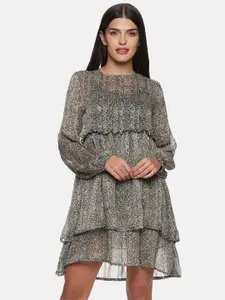 SAHORA Women Grey Floral Chiffon Dress