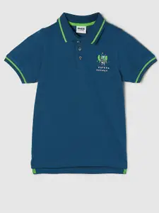 max Boys Blue Polo Collar Pure Cotton T-shirt