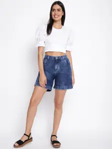 TALES & STORIES Women Washed Denim Shorts