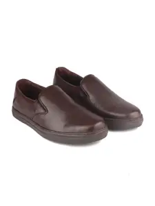 Red Chief Men Brown Solid Leather  Formal Slip On Shoes