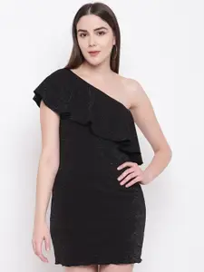RIVI Black One Shoulder Sheath Dress