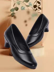 FASHIMO Black Work Block Pumps