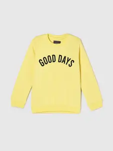 max Boys Yellow Typography Printed Sweatshirt