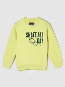 max Boys Yellow Typography Printed Sweatshirt
