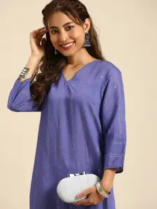 Sangria Women Jacquard Sequinned Chanderi Silk Kurta