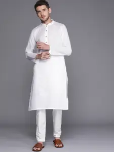 Manyavar Men White Pure Cotton Kurta with Pyjamas