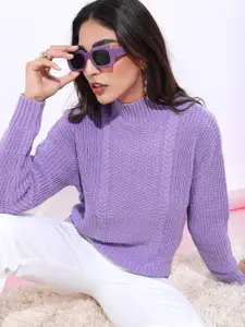 Tokyo Talkies Tokyo Talkies Women Turtle Neck Purple Pullover