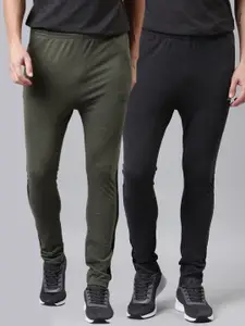Proline Active Men Pack of 2 Olive Green & Charcoal Black Anti-microbial Cotton Joggers