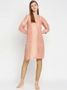 Cloth Haus India Women Pink Paisley Design Brocade Kurti