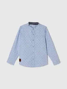 max Boys Blue Printed Pure Cotton Casual Shirt