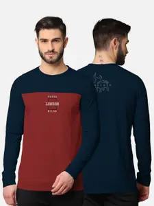 BULLMER Men Blue Colourblocked Cotton T-shirt