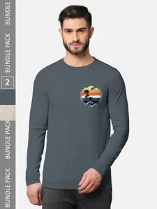 BULLMER Pack Of 2 Men Printed Hooded Cotton Sweatshirt