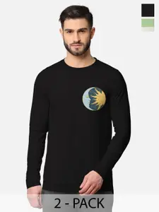 BULLMER Pack of 2 Men Black Printed Hooded Sweatshirt