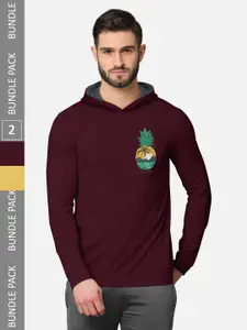 BULLMER Pack Of 2 Men Printed Hooded Cotton Sweatshirt