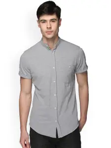 Club York Men Grey Regular Fit Solid Casual Shirt