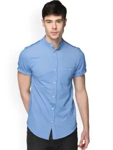 Club York Men Blue Regular Fit Solid Casual Shirt