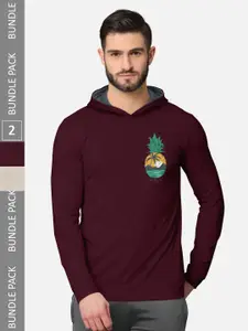 BULLMER Pack of 2 Men Printed Hooded Sweatshirt