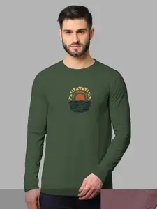 BULLMER BULLMER Men Pack of 2 Taupe & Olive Green Long Sleeves T-shirt