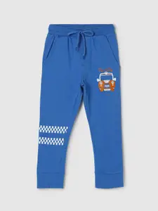 max Boys Blue Printed Pure Cotton Track Pants