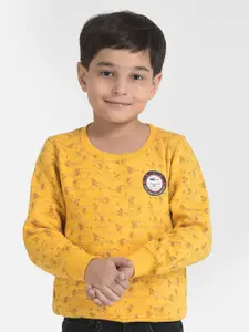 Crimsoune Club Boys Mustard Yellow Terrain Printed Sweatshirt