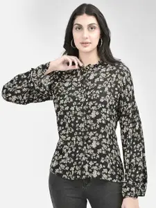 Crimsoune Club Black Floral Print Shirt Style Top