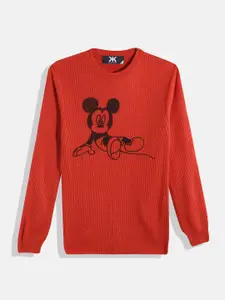Kook N Keech Disney Teens Boys Acrylic Mickey Mouse Self Design Pullover