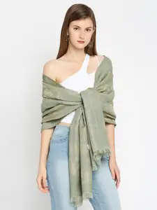 Cloth Haus India Women Green Froral Design Brocade Scarf