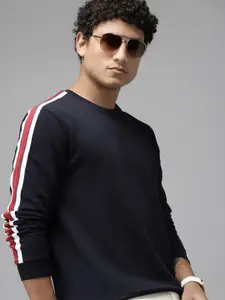 Van Heusen Men Navy Blue Solid Sweatshirt