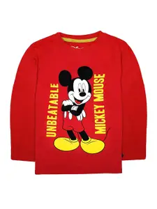 KINSEY Boys Red Mickey Mouse Printed Applique T-shirt