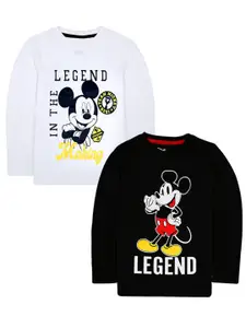 KINSEY Boys White 2 Mickey Mouse Printed Applique T-shirt