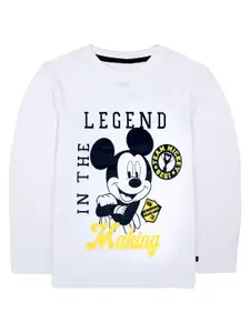 KINSEY Boys White Mickey Mouse Printed Applique T-shirt