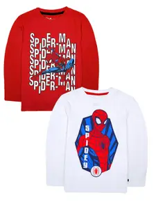 KINSEY Boys Red & White Pack of 2 Spider-Man Printed T-shirts