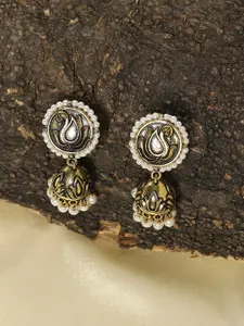Voylla Gold-Toned Contemporary Jhumkas Earrings