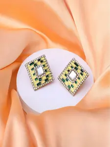 Mahi Women Yellow & White Contemporary Studs Earrings