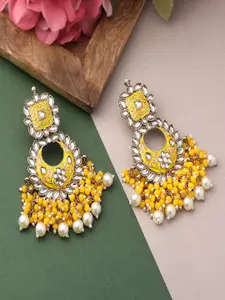 Mahi Women Yellow & White Contemporary Chandbalis Earrings