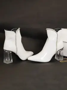 SHUZ TOUCH SHUZ TOUCH White Ankle Length Heels Boots