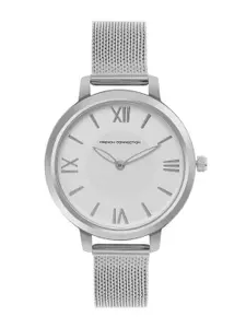 French Connection Women Silver-Toned Dial & Stainless Steel Strap Analogue Watch FCN00027E