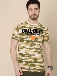 Free Authority Men Brown Camouflage Call Of Duty Printed Pure Cotton T-shirt
