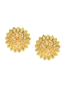 Shining Jewel - By Shivansh Gold-Plated Floral Studs Earrings